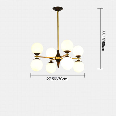 Contemporary Nordic Iron Glass Round 6/8/10/12-Light Chandelier For Bedroom Living Room