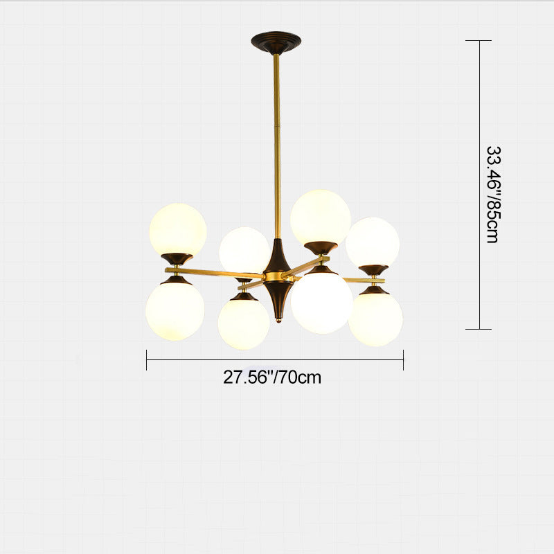 Contemporary Nordic Iron Glass Round 6/8/10/12-Light Chandelier For Bedroom Living Room