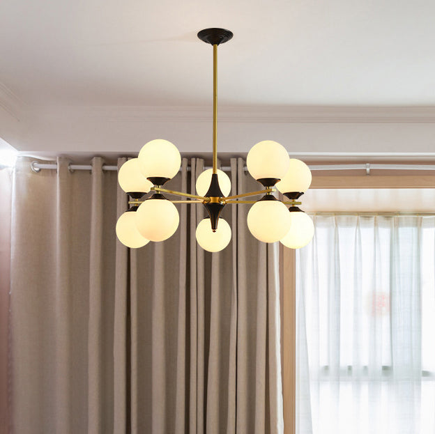Contemporary Nordic Iron Glass Round 6/8/10/12-Light Chandelier For Bedroom Living Room