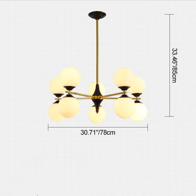 Contemporary Nordic Iron Glass Round 6/8/10/12-Light Chandelier For Bedroom Living Room
