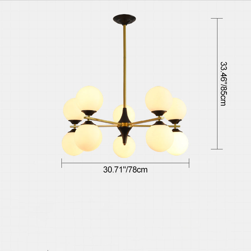 Contemporary Nordic Iron Glass Round 6/8/10/12-Light Chandelier For Bedroom Living Room