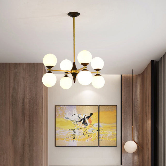 Contemporary Nordic Iron Glass Round 6/8/10/12-Light Chandelier For Bedroom Living Room