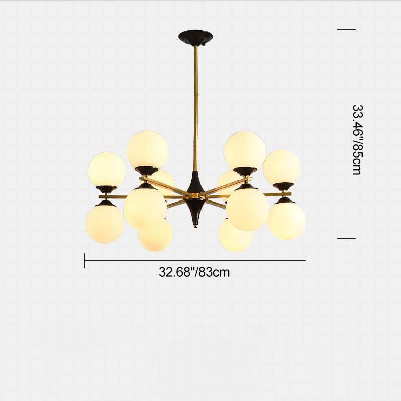 Contemporary Nordic Iron Glass Round 6/8/10/12-Light Chandelier For Bedroom Living Room
