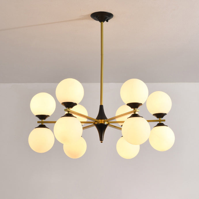 Contemporary Nordic Iron Glass Round 6/8/10/12-Light Chandelier For Bedroom Living Room