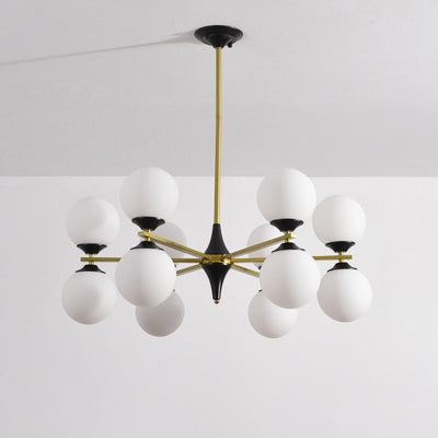 Contemporary Nordic Iron Glass Round 6/8/10/12-Light Chandelier For Bedroom Living Room
