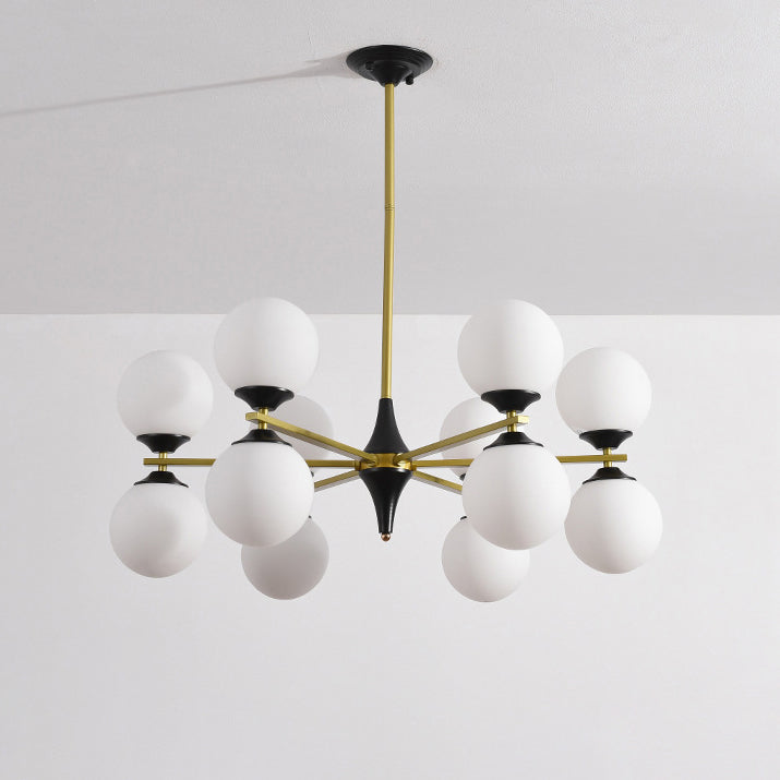 Contemporary Nordic Iron Glass Round 6/8/10/12-Light Chandelier For Bedroom Living Room