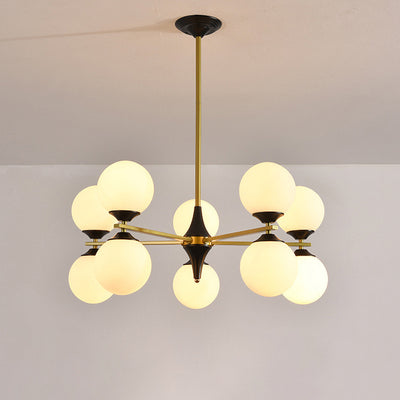 Contemporary Nordic Iron Glass Round 6/8/10/12-Light Chandelier For Bedroom Living Room