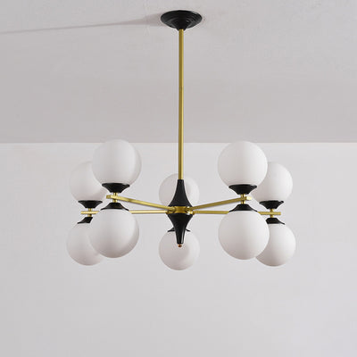 Contemporary Nordic Iron Glass Round 6/8/10/12-Light Chandelier For Bedroom Living Room
