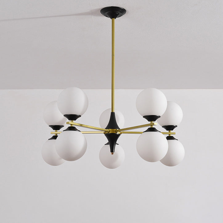 Contemporary Nordic Iron Glass Round 6/8/10/12-Light Chandelier For Bedroom Living Room