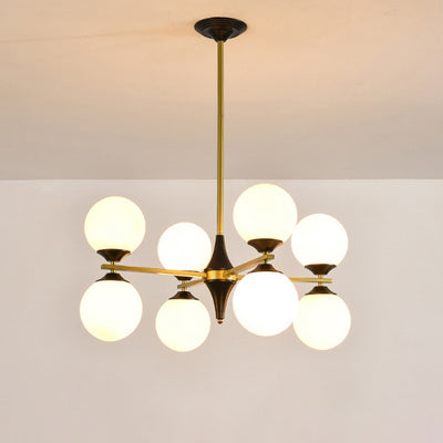 Contemporary Nordic Iron Glass Round 6/8/10/12-Light Chandelier For Bedroom Living Room