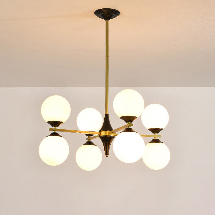 Contemporary Nordic Iron Glass Round 6/8/10/12-Light Chandelier For Bedroom Living Room