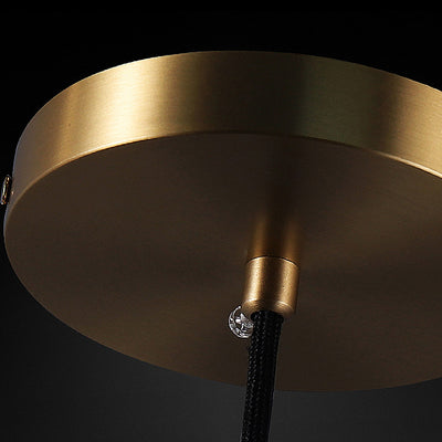 Modern Luxury Brass Glass Square 1-Light Pendant Light With Adjustable Cord For Bedroom And Living Room