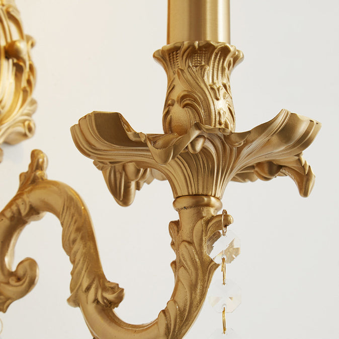 Applique murale 1 lumière en laiton et cristal traditionnel français pour chambre et salon 