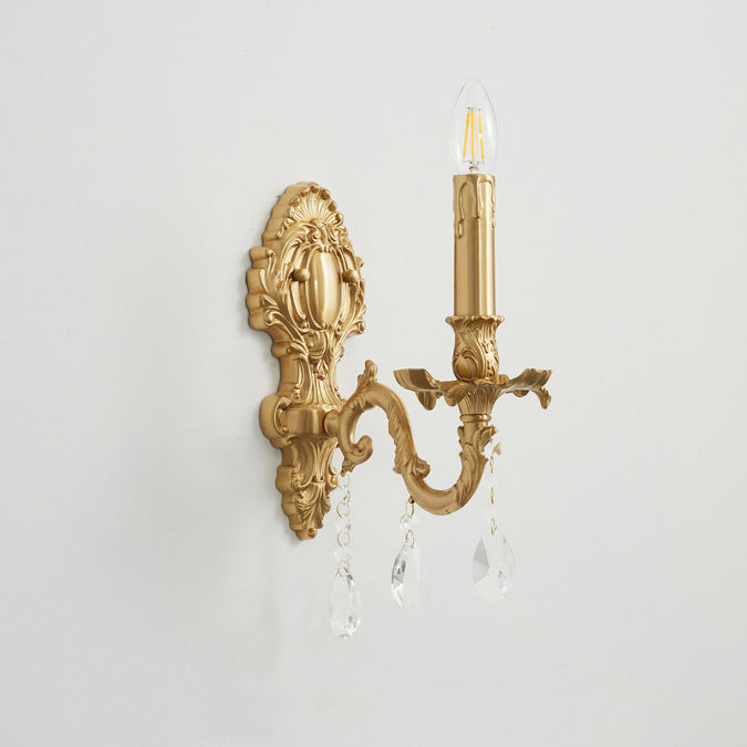 Applique murale 1 lumière en laiton et cristal traditionnel français pour chambre et salon 