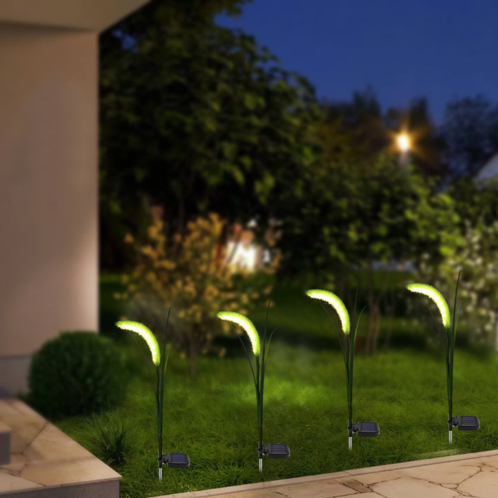 Modern Art Deco Plastic &amp; Stainless Steel Foxtail Reed Solar LED Outdoor Light For Garden, Patio &amp; Lawn
