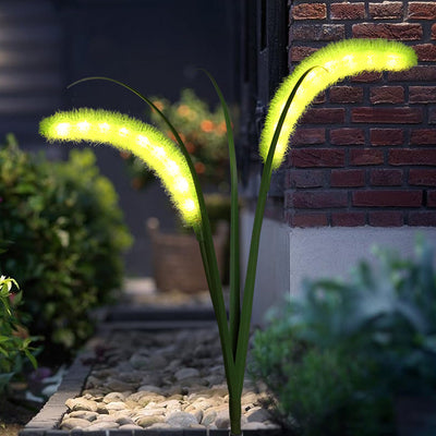 Lumière solaire LED extérieure en plastique Art déco moderne et en acier inoxydable Foxtail Reed pour jardin, patio et pelouse 