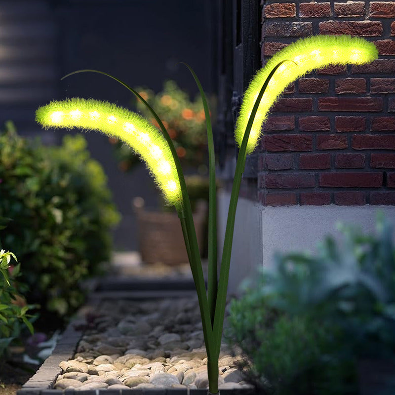 Lumière solaire LED extérieure en plastique Art déco moderne et en acier inoxydable Foxtail Reed pour jardin, patio et pelouse 