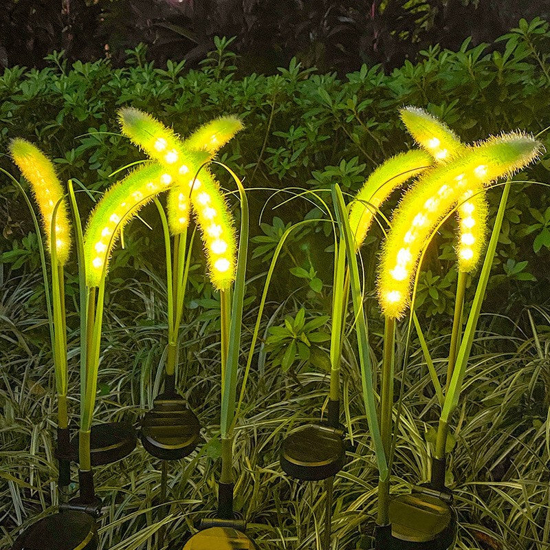 Lumière solaire LED extérieure en plastique Art déco moderne et en acier inoxydable Foxtail Reed pour jardin, patio et pelouse 