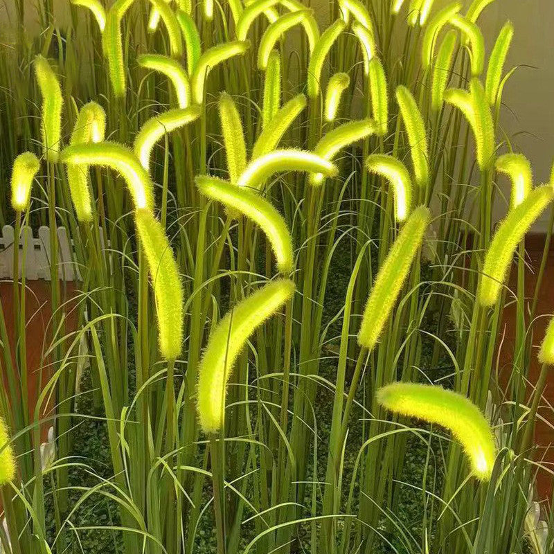 Modern Art Deco Plastic &amp; Stainless Steel Foxtail Reed Solar LED Outdoor Light For Garden, Patio &amp; Lawn