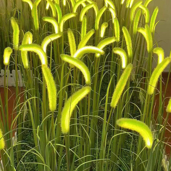 Modern Art Deco Plastic &amp; Stainless Steel Foxtail Reed Solar LED Outdoor Light For Garden, Patio &amp; Lawn