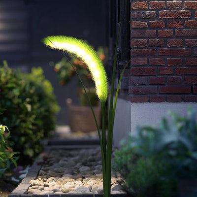 Lumière solaire LED extérieure en plastique Art déco moderne et en acier inoxydable Foxtail Reed pour jardin, patio et pelouse 