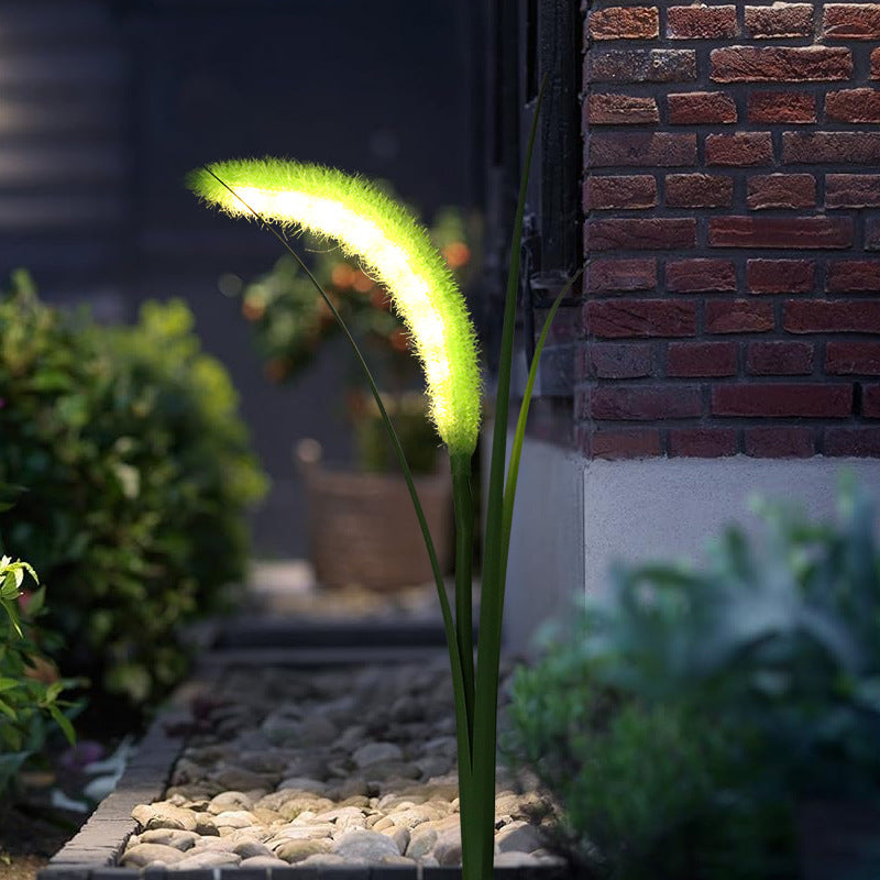 Lumière solaire LED extérieure en plastique Art déco moderne et en acier inoxydable Foxtail Reed pour jardin, patio et pelouse 