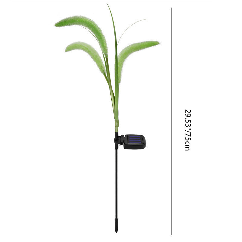 Modern Art Deco Plastic &amp; Stainless Steel Foxtail Reed Solar LED Outdoor Light For Garden, Patio &amp; Lawn