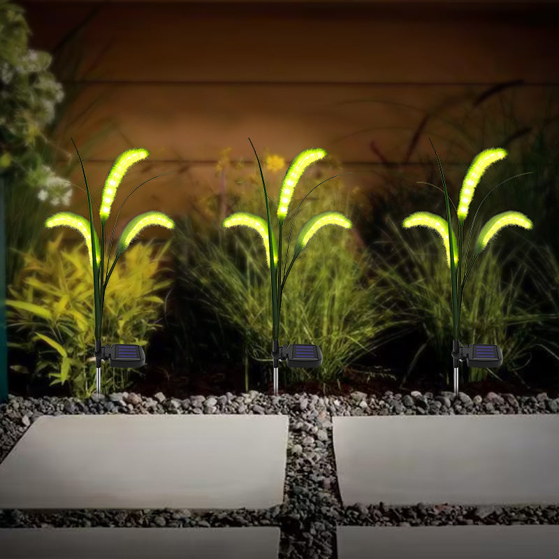 Modern Art Deco Plastic &amp; Stainless Steel Foxtail Reed Solar LED Outdoor Light For Garden, Patio &amp; Lawn