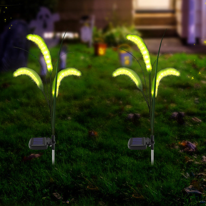 Lumière solaire LED extérieure en plastique Art déco moderne et en acier inoxydable Foxtail Reed pour jardin, patio et pelouse 