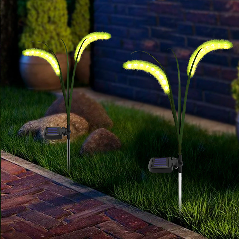 Lumière solaire LED extérieure en plastique Art déco moderne et en acier inoxydable Foxtail Reed pour jardin, patio et pelouse 