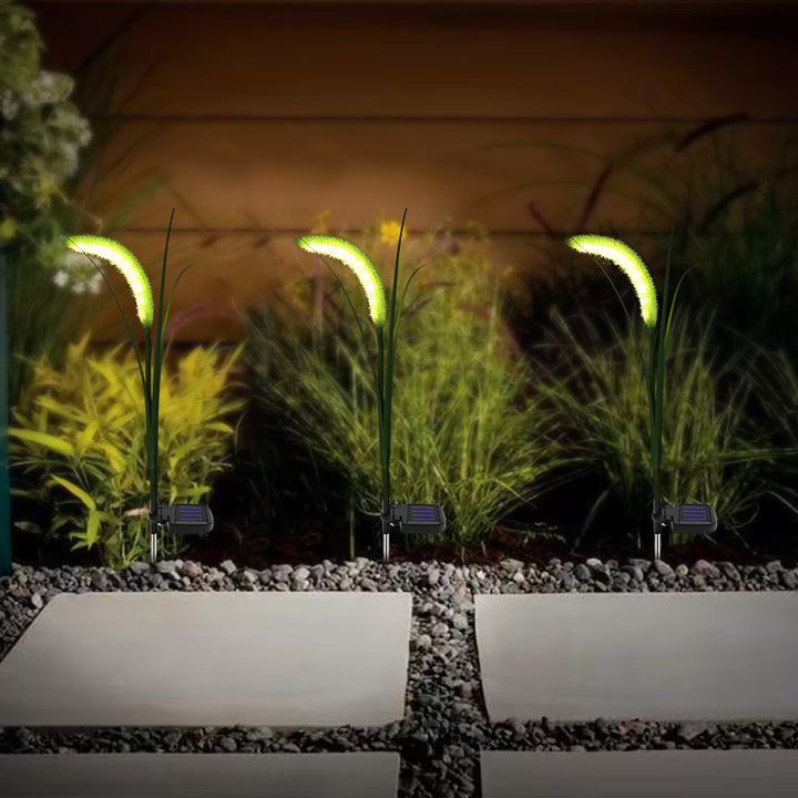 Lumière solaire LED extérieure en plastique Art déco moderne et en acier inoxydable Foxtail Reed pour jardin, patio et pelouse 