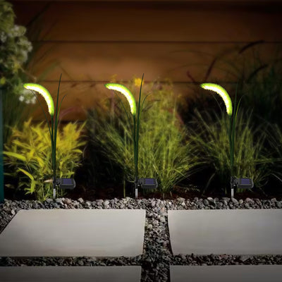 Lumière solaire LED extérieure en plastique Art déco moderne et en acier inoxydable Foxtail Reed pour jardin, patio et pelouse 