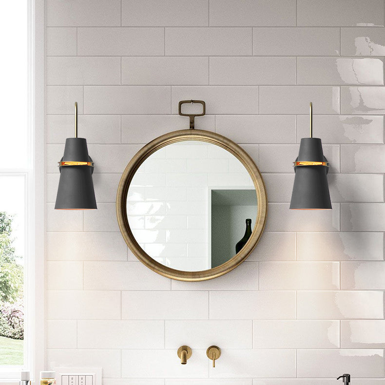 Contemporary Nordic Iron Conical 1-Light Wall Sconce Lamp For Bedroom &amp; Living Room