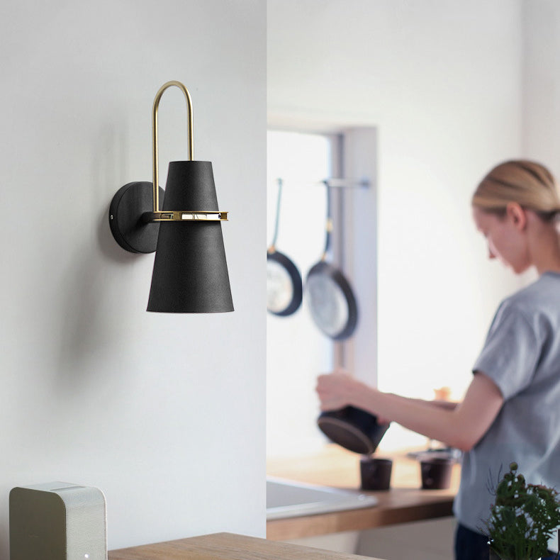 Contemporary Nordic Iron Conical 1-Light Wall Sconce Lamp For Bedroom &amp; Living Room