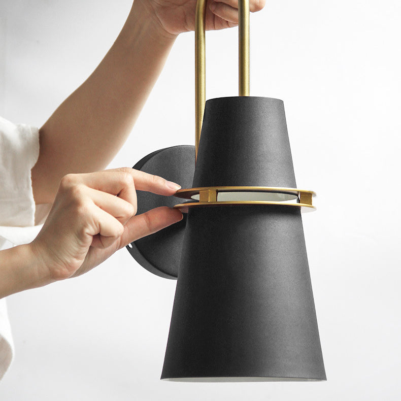 Contemporary Nordic Iron Conical 1-Light Wall Sconce Lamp For Bedroom &amp; Living Room