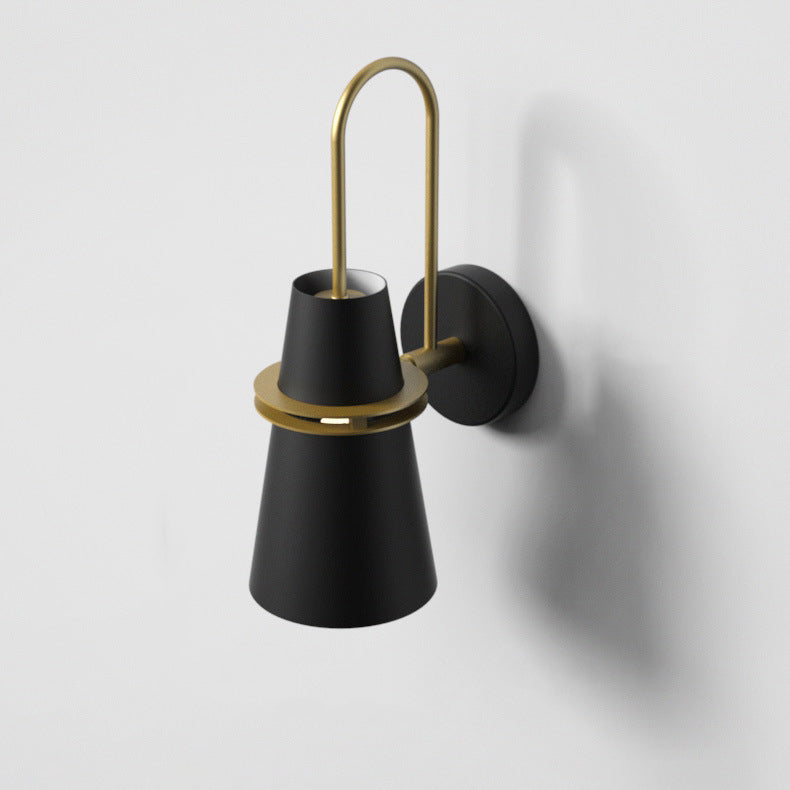 Contemporary Nordic Iron Conical 1-Light Wall Sconce Lamp For Bedroom & Living Room