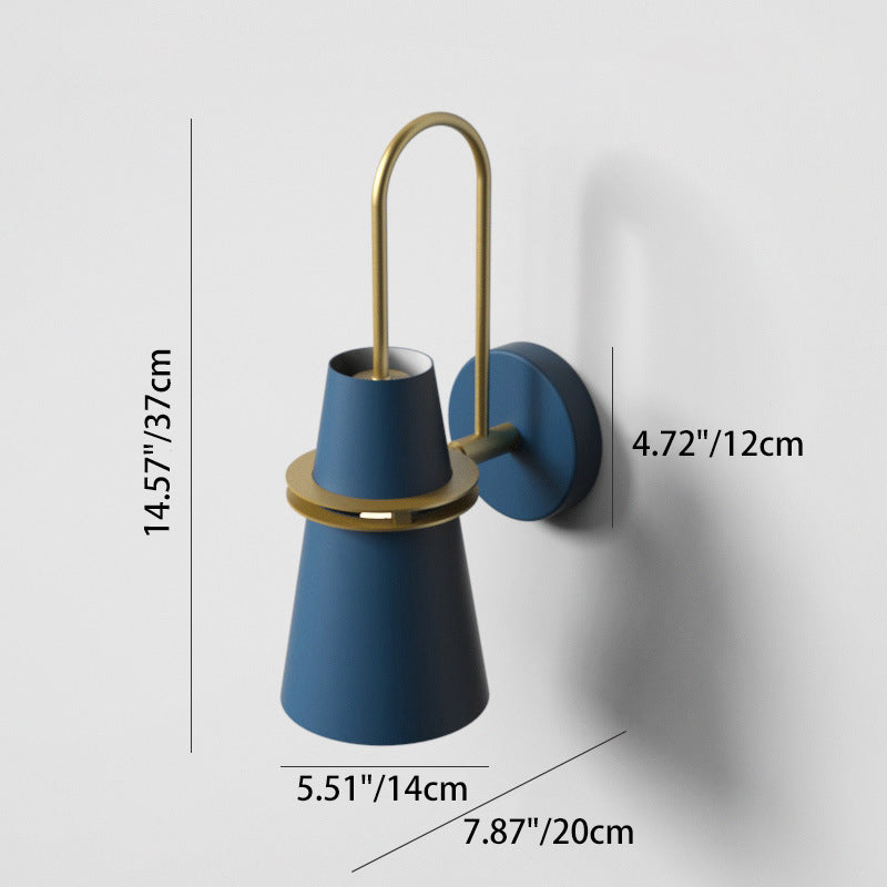 Contemporary Nordic Iron Conical 1-Light Wall Sconce Lamp For Bedroom & Living Room