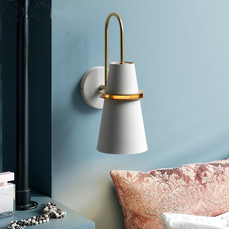 Contemporary Nordic Iron Conical 1-Light Wall Sconce Lamp For Bedroom &amp; Living Room