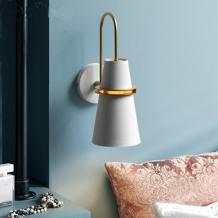 Contemporary Nordic Iron Conical 1-Light Wall Sconce Lamp For Bedroom &amp; Living Room