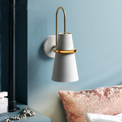 Contemporary Nordic Iron Conical 1-Light Wall Sconce Lamp For Bedroom & Living Room
