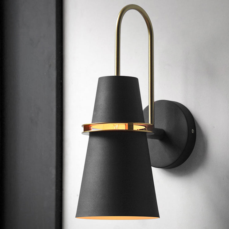 Contemporary Nordic Iron Conical 1-Light Wall Sconce Lamp For Bedroom &amp; Living Room