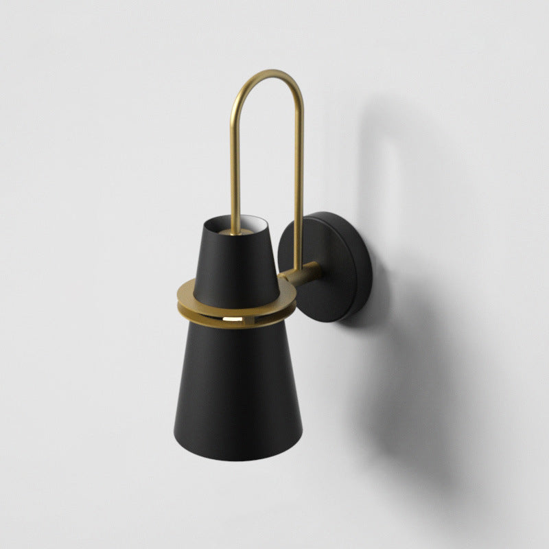 Contemporary Nordic Iron Conical 1-Light Wall Sconce Lamp For Bedroom & Living Room