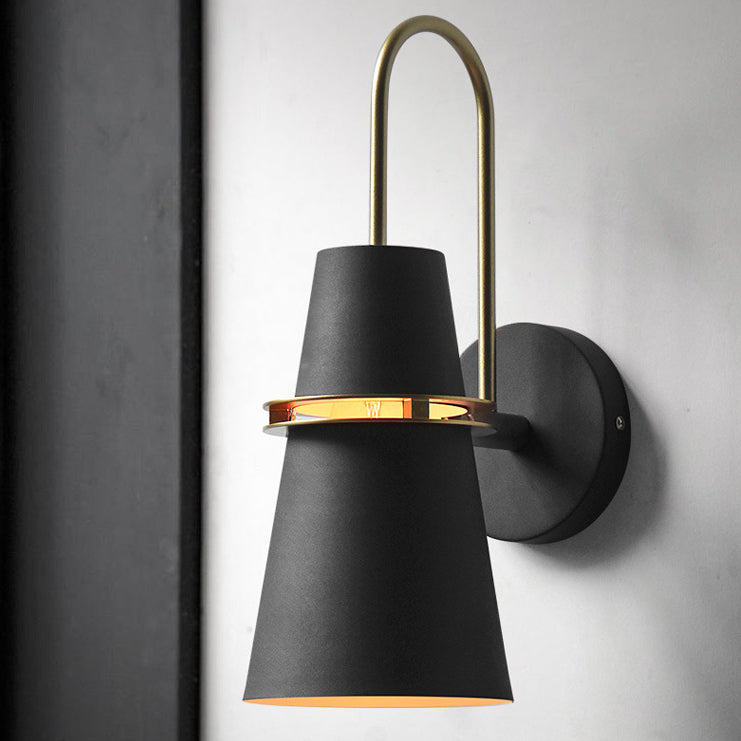 Contemporary Nordic Iron Conical 1-Light Wall Sconce Lamp For Bedroom &amp; Living Room