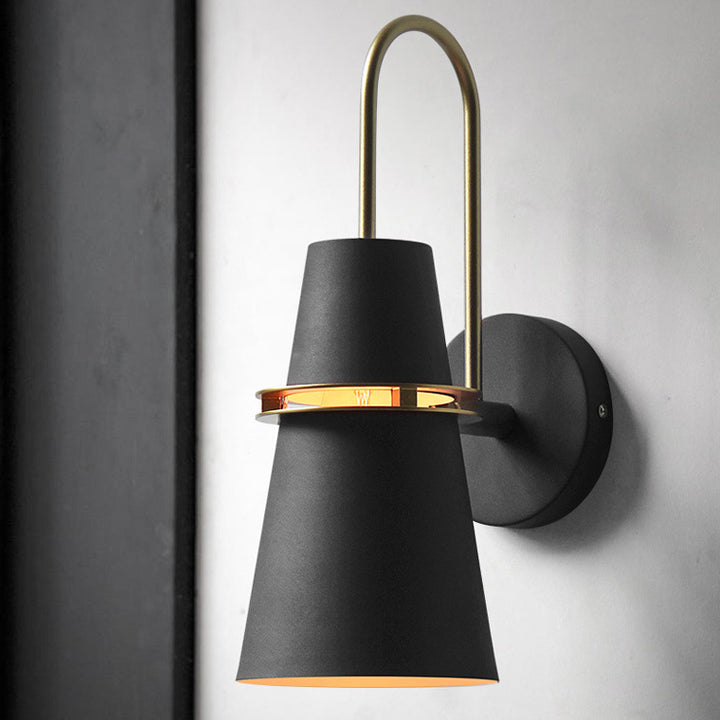 Contemporary Nordic Iron Conical 1-Light Wall Sconce Lamp For Bedroom &amp; Living Room