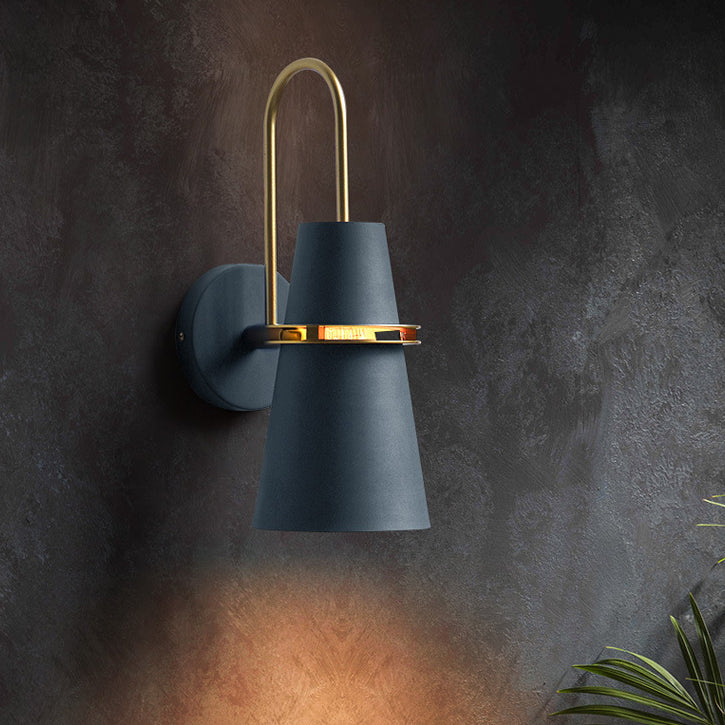 Contemporary Nordic Iron Conical 1-Light Wall Sconce Lamp For Bedroom & Living Room