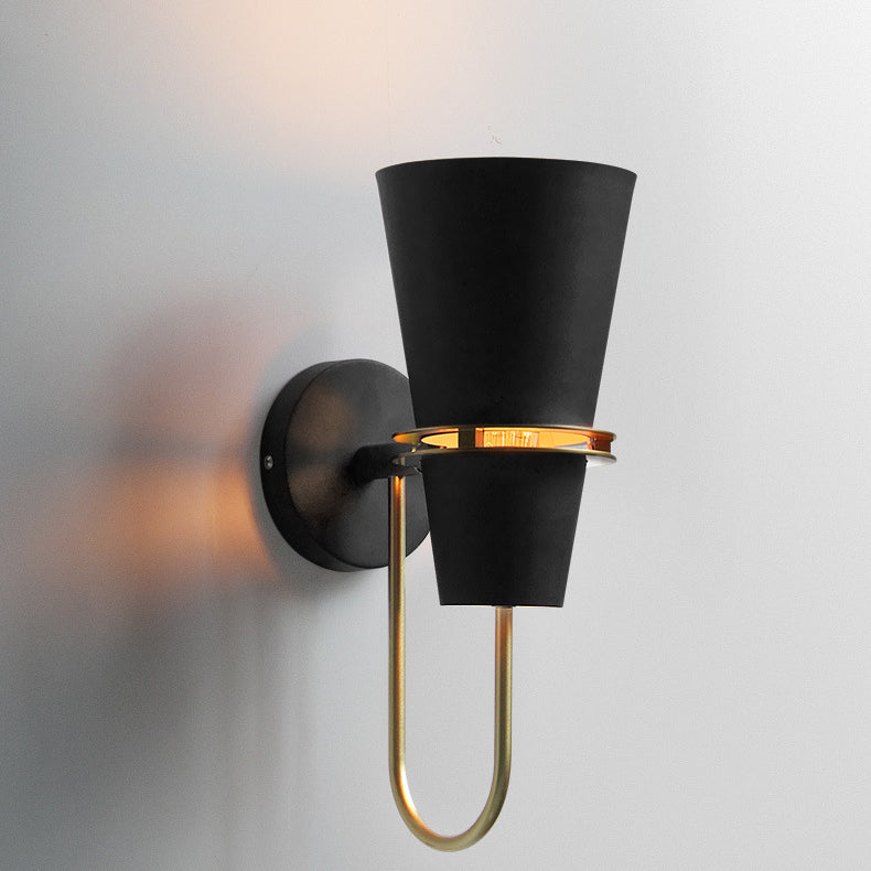 Contemporary Nordic Iron Conical 1-Light Wall Sconce Lamp For Bedroom &amp; Living Room