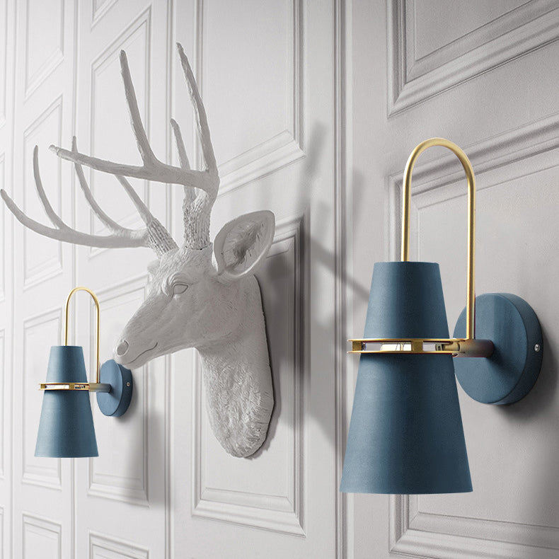 Contemporary Nordic Iron Conical 1-Light Wall Sconce Lamp For Bedroom &amp; Living Room