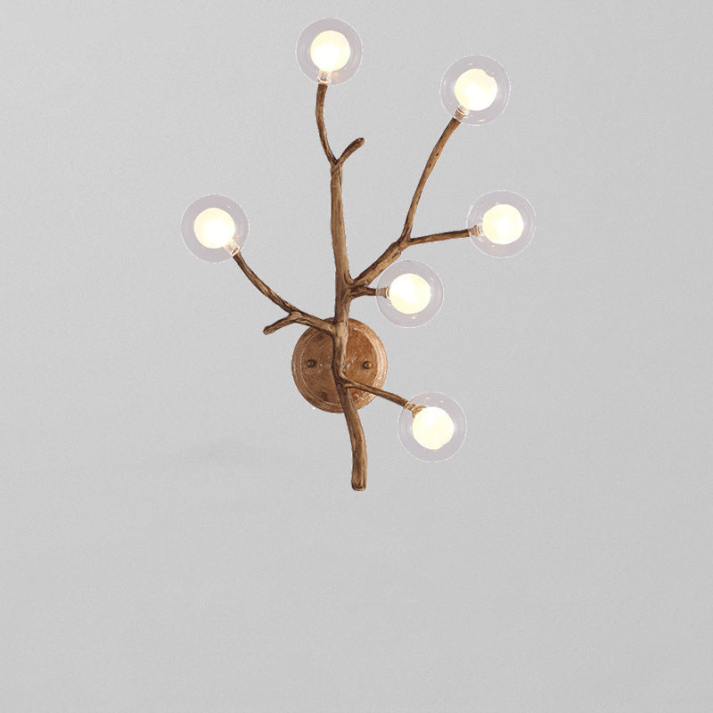 Contemporary Creative Iron &amp; Glass Branch Globe 6-Light Wall Sconce Lamp For Bedroom &amp; Living Room