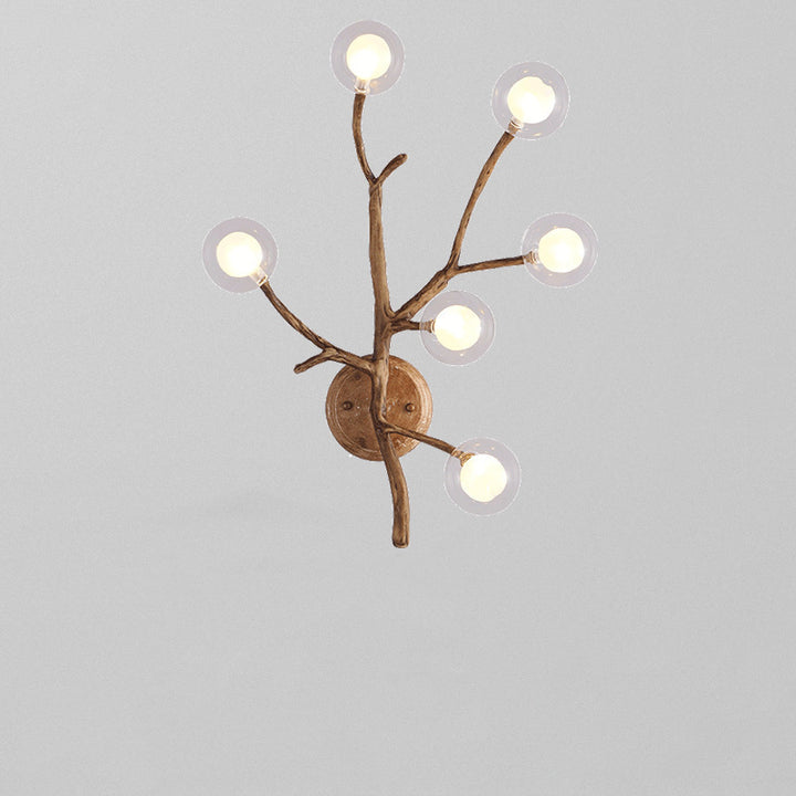 Contemporary Creative Iron &amp; Glass Branch Globe 6-Light Wall Sconce Lamp For Bedroom &amp; Living Room