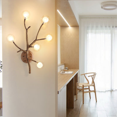 Lampe murale à 6 lumières avec globe en fer et verre créatif contemporain pour chambre et salon 